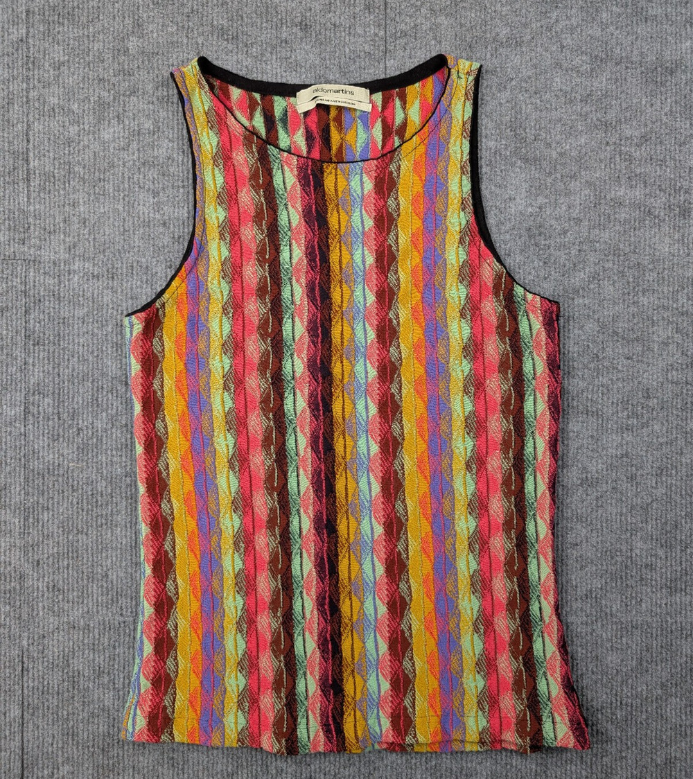Aldomartins Knit Tank Womens XS Geometric Colorful Resort Vintage Blouse Beach
